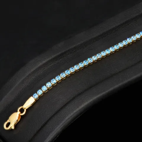 Funkelndes Tennisarmband mit leuchtend, blauen Zirkoniasteinen aus 585 14K Gold in (ca. 18 cm Länge)