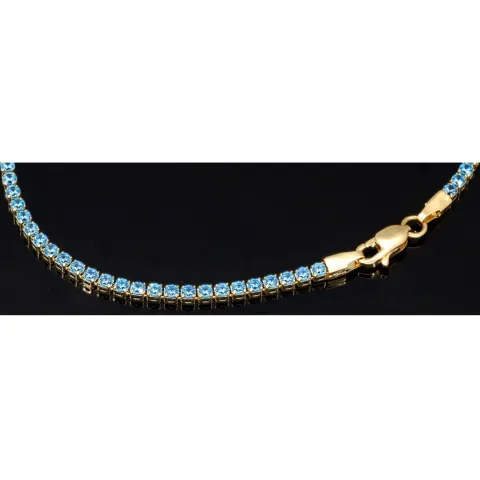 Funkelndes Tennisarmband mit leuchtend, blauen Zirkoniasteinen aus 585 14K Gold in (ca. 18 cm Länge)
