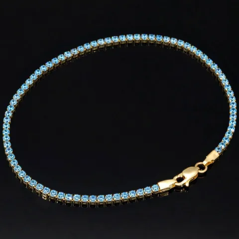 Funkelndes Tennisarmband mit leuchtend, blauen Zirkoniasteinen aus 585 14K Gold in (ca. 18 cm Länge)