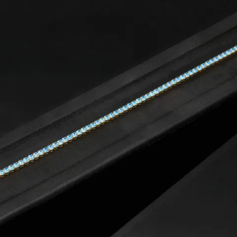 Funkelndes Tennisarmband mit leuchtend, blauen Zirkoniasteinen aus 585 14K Gold in (ca. 18 cm Länge)