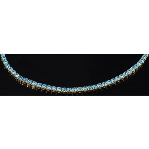 Funkelndes Tennisarmband mit leuchtend, blauen Zirkoniasteinen aus 585 14K Gold in (ca. 18 cm Länge)