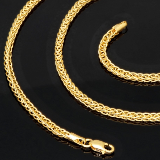 Kurze hochwertig produzierte Fuchsschwanzkette aus funkelndem Gold (585 14K Gelbgold) – ca. 45 cm, 2,5 mm