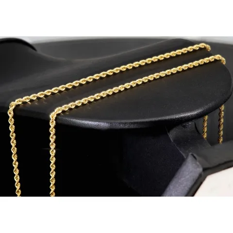 Fein gearbeitete Kordelkette aus hochwertigem 585 / 14 K Gold – ca. 55cm, 2mm