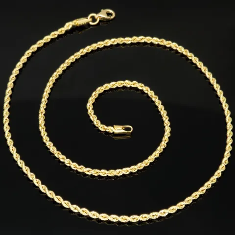 Kurze, funkelnde Kordelkette aus edlem 585 / 14 K Gold – ca. 45cm, 2mm