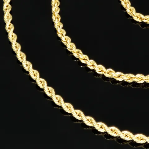 Kurze, funkelnde Kordelkette aus edlem 585 / 14 K Gold – ca. 45cm, 2mm