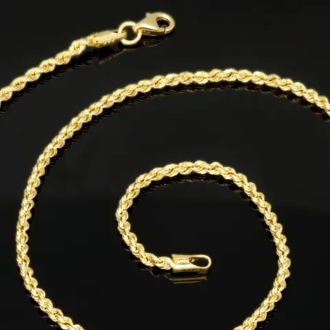 Kurze, funkelnde Kordelkette aus edlem 585 / 14 K Gold – ca. 45cm, 2mm