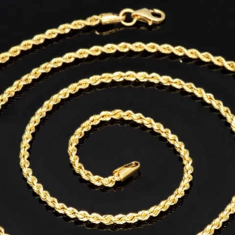 Hochwertige Kordelkette aus 585 / 14 Karat Gold mit feiner Struktur, klassisch und elegant – ca. 60cm, 2mm