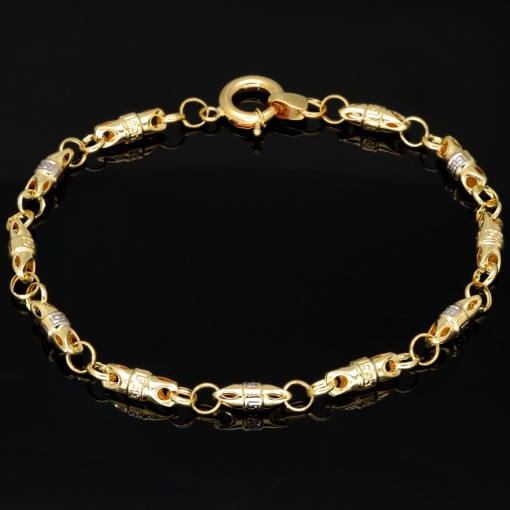 Hochwertig gearbeitetes Gold-Armband in Greco Design aus funkelndem Bicolor 585er Gelb- und Weißgold (ca. 21,5 cm, 4mm)