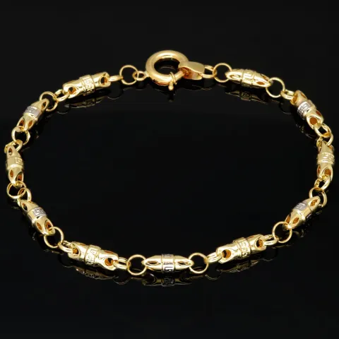Hochwertig gearbeitetes Gold-Armband in Greco Design aus funkelndem Bicolor 585er Gelb- und Weißgold (ca. 21,5 cm, 4mm)