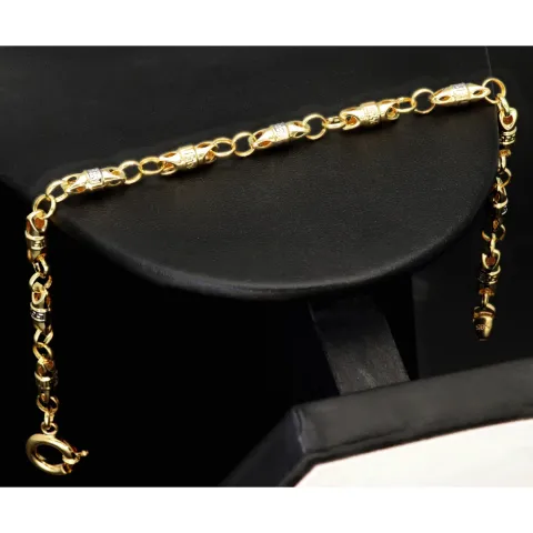 Hochwertig gearbeitetes Gold-Armband in Greco Design aus funkelndem Bicolor 585er Gelb- und Weißgold (ca. 21,5 cm, 4mm)