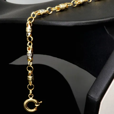 Hochwertig gearbeitetes Gold-Armband in Greco Design aus funkelndem Bicolor 585er Gelb- und Weißgold (ca. 21,5 cm, 4mm)