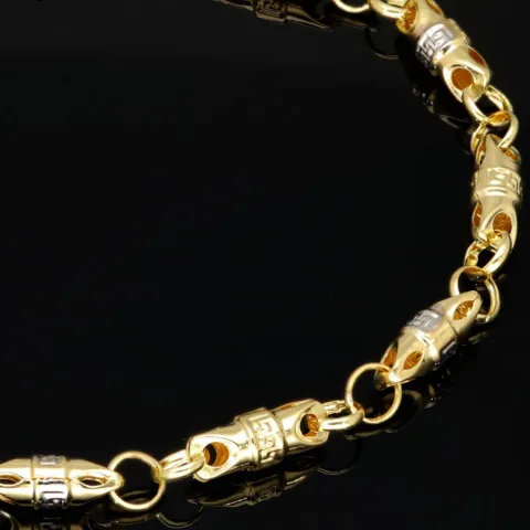 Hochwertig gearbeitetes Gold-Armband in Greco Design aus funkelndem Bicolor 585er Gelb- und Weißgold (ca. 21,5 cm, 4mm)