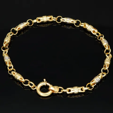 Hochwertig gearbeitetes Gold-Armband in Greco Design aus funkelndem Bicolor 585er Gelb- und Weißgold (ca. 21,5 cm, 4mm)