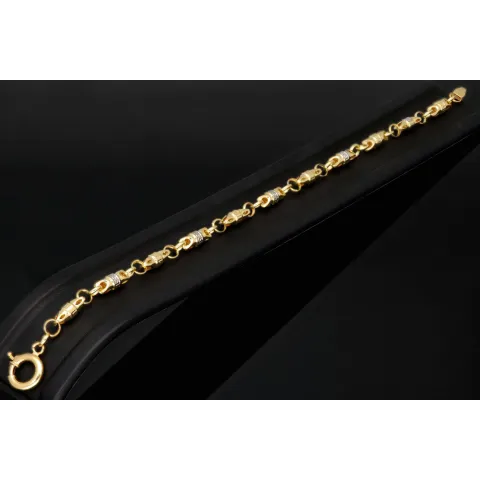 Hochwertig gearbeitetes Gold-Armband in Greco Design aus funkelndem Bicolor 585er Gelb- und Weißgold (ca. 21,5 cm, 4mm)