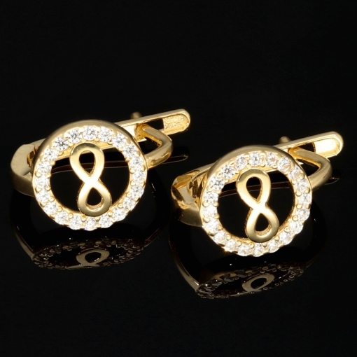 Infinity-Ohrringe mit Unendlichkeitszeichen aus edlem 585 / 14K Gold mit funkelnden Zirkoniabesatz