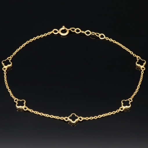 Ankerarmband aus hochwertigem 14K 585er Gold (Gelbgold) mit stilvollen Elementen (verstellbar von ca. 17cm bis 19cm)