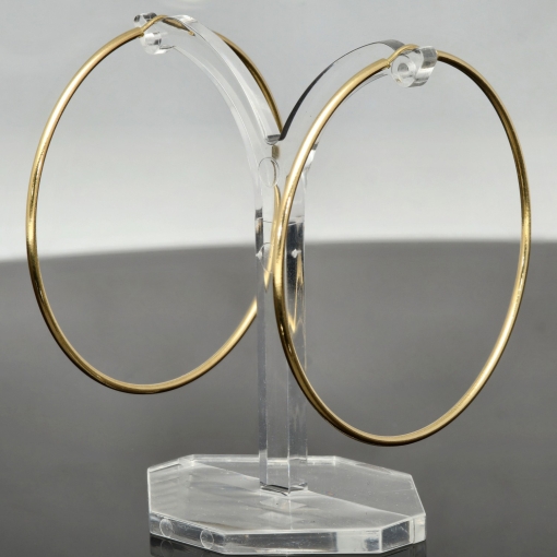 Klassisch elegante XXL Gold-Creolen aus feinem 14K 585er Gelbgold, glänzend poliert verarbeitet