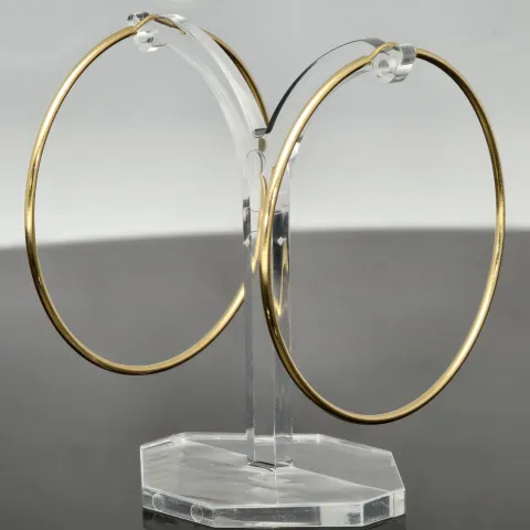 Klassisch elegante XXL Gold-Creolen aus feinem 14K 585er Gelbgold, glänzend poliert verarbeitet