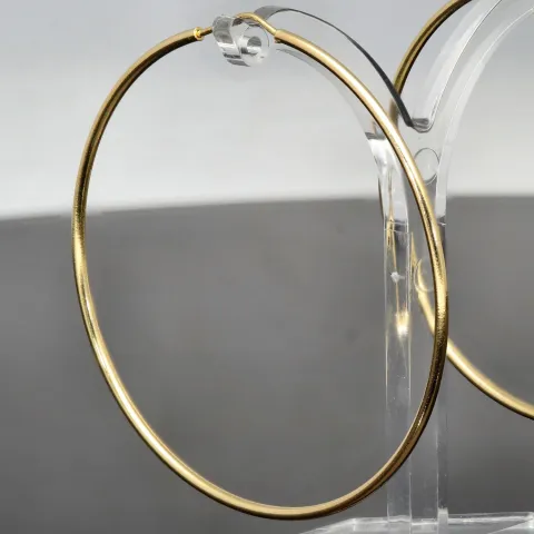 Klassisch elegante XXL Gold-Creolen aus feinem 14K 585er Gelbgold, glänzend poliert verarbeitet