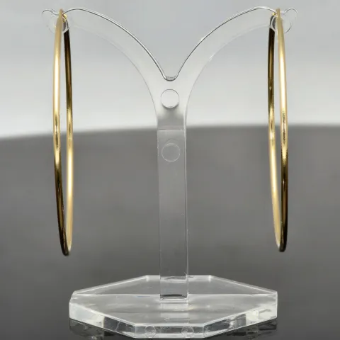 Klassisch elegante XXL Gold-Creolen aus feinem 14K 585er Gelbgold, glänzend poliert verarbeitet