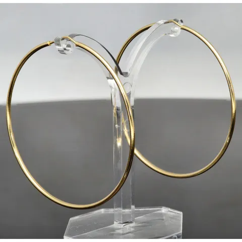 Klassisch elegante XXL Gold-Creolen aus feinem 14K 585er Gelbgold, glänzend poliert verarbeitet