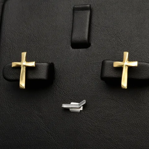 Funkelnde Kreuz-Ohrstecker aus 585 14K Gold (Gelbgold) - glänzend poliert