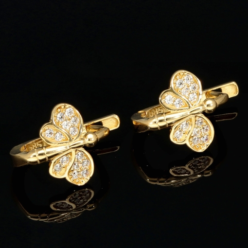 Exklusive Butterfly Ohrringe aus 585 14K Gold – Funkelnde Schmetterlinge mit strahlenden Zirkoniasteinen