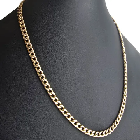 Exquisite Panzerkette in außergewöhnlichem Design aus hochwertigem 585 /14k Gold, Gelbgold mit leichter Rosé Nuance (ca. 57cm lang und 6mm breit)