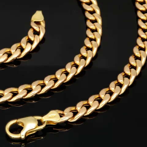 Exquisite Panzerkette in außergewöhnlichem Design aus hochwertigem 585 /14k Gold, Gelbgold mit leichter Rosé Nuance (ca. 57cm lang und 6mm breit)