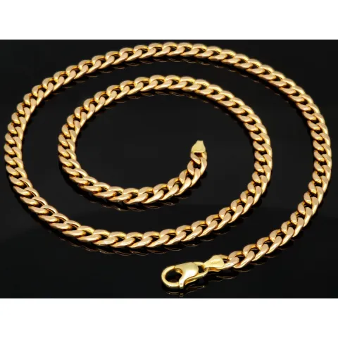 Exquisite Panzerkette in außergewöhnlichem Design aus hochwertigem 585 /14k Gold, Gelbgold mit leichter Rosé Nuance (ca. 57cm lang und 6mm breit)