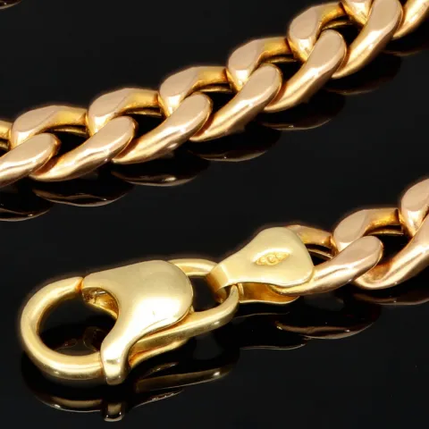 Exquisite Panzerkette in außergewöhnlichem Design aus hochwertigem 585 /14k Gold, Gelbgold mit leichter Rosé Nuance (ca. 57cm lang und 6mm breit)