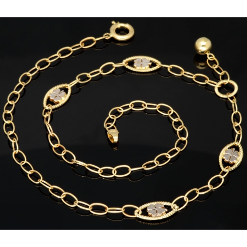 Exklusive Ankerkette aus edlem Bicolor 14K 585er Gold (Gelbgold und Weißgold) mit eingearbeiteten Elementen - ca. 50cm 4,5mm