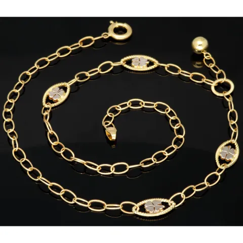 Exklusive Ankerkette aus edlem Bicolor 14K 585er Gold (Gelbgold und Weißgold) mit eingearbeiteten Elementen - ca. 50cm 4,5mm