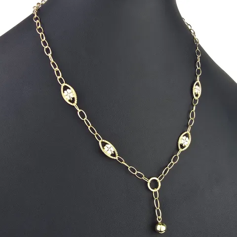 Exklusive Ankerkette aus edlem Bicolor 14K 585er Gold (Gelbgold und Weißgold) mit eingearbeiteten Elementen - ca. 50cm 4,5mm