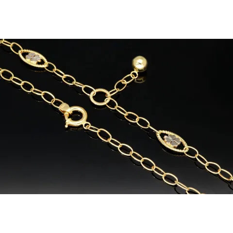 Exklusive Ankerkette aus edlem Bicolor 14K 585er Gold (Gelbgold und Weißgold) mit eingearbeiteten Elementen - ca. 50cm 4,5mm
