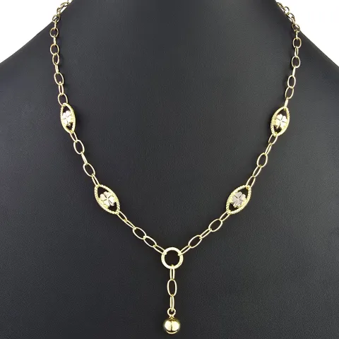 Exklusive Ankerkette aus edlem Bicolor 14K 585er Gold (Gelbgold und Weißgold) mit eingearbeiteten Elementen - ca. 50cm 4,5mm