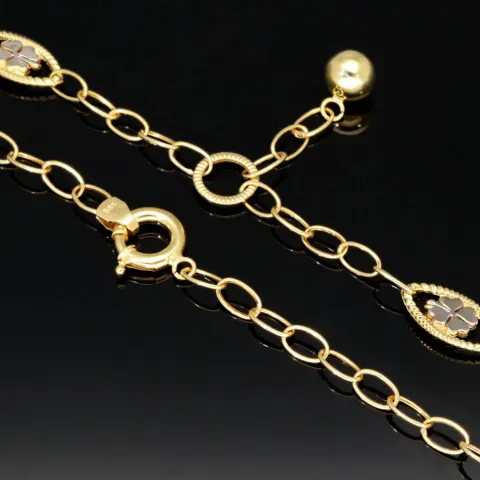 Exklusive Ankerkette aus edlem Bicolor 14K 585er Gold (Gelbgold und Weißgold) mit eingearbeiteten Elementen - ca. 50cm 4,5mm