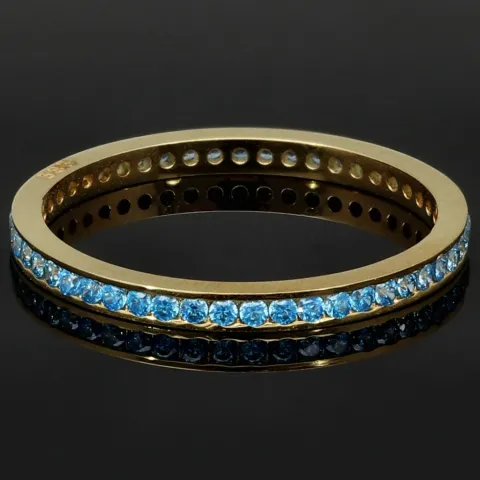 Funkelnder Ring aus 14K 585 Gold mit strahlenden, hellblauen, türkisen Zirkonia bestückt Ringgröße ca. 50