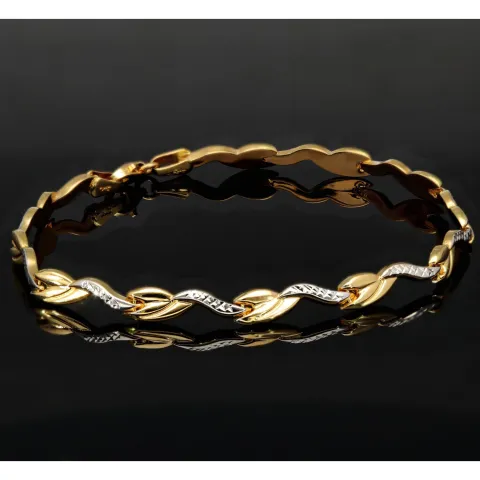 Edles Armband aus 14K 585 Bicolor Gold (Gelbgold und Weißgold) mit feinem Gliederdesign (ca. 19cm, ca. 5mm)