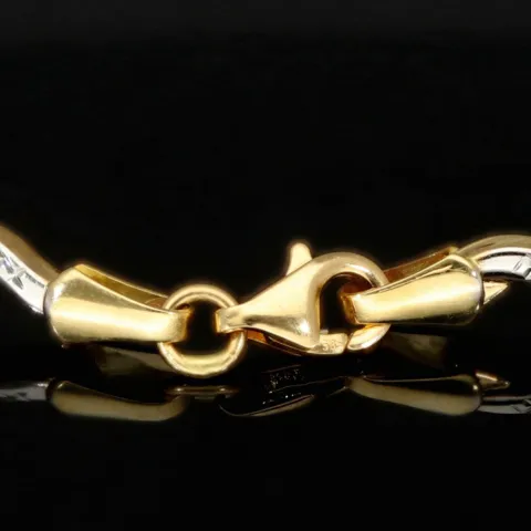 Edles Armband aus 14K 585 Bicolor Gold (Gelbgold und Weißgold) mit feinem Gliederdesign (ca. 19cm, ca. 5mm)