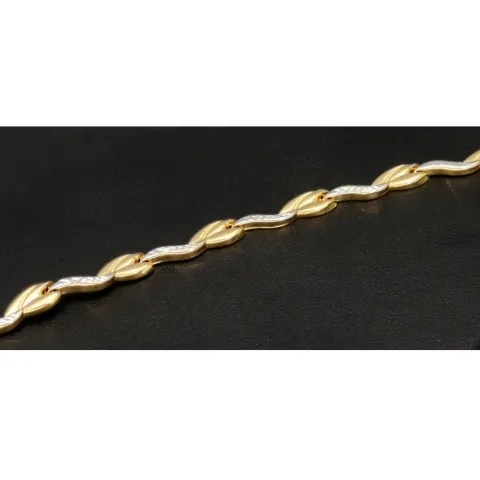 Edles Armband aus 14K 585 Bicolor Gold (Gelbgold und Weißgold) mit feinem Gliederdesign (ca. 19cm, ca. 5mm)