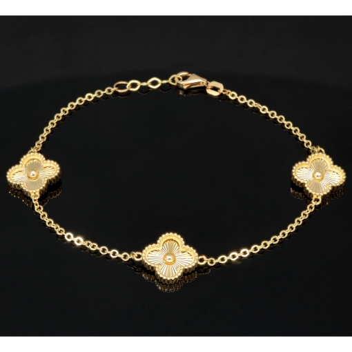Hochwertig gearbeitetes Armband aus edlem 585 14K Gold (Gelbgold) in filigranem Kleeblatt-Design - ca. 18,5 - 20 cm längenverstellbar