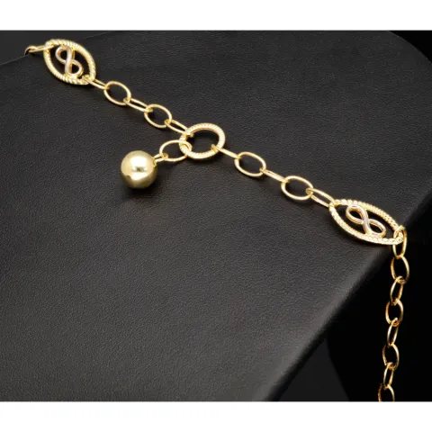 Bicolor-Ankerarmband aus 14K (585) Gold – Kombination aus Gelb- und Weißgold mit filigran gearbeiteten Infinity-Elementen (ca. 20,5 cm)