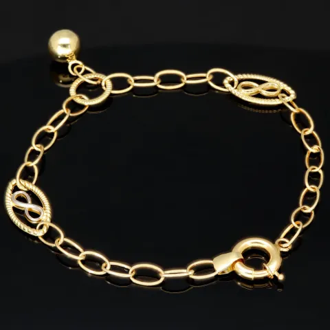 Bicolor-Ankerarmband aus 14K (585) Gold – Kombination aus Gelb- und Weißgold mit filigran gearbeiteten Infinity-Elementen (ca. 20,5 cm)