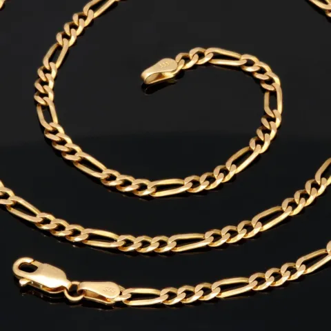Edle Goldkette – Figarokette, stilvoll und hochwertig verarbeitet aus massivem Gold (333 / 8K Gelbgold) - ca. 50cm lang, ca. 3mm