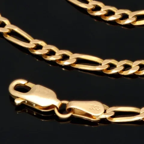 Edle Goldkette – Figarokette, stilvoll und hochwertig verarbeitet aus massivem Gold (333 / 8K Gelbgold) - ca. 50cm lang, ca. 3mm