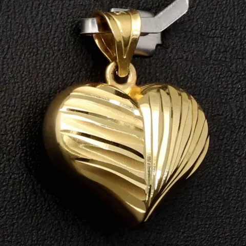 Herz-Anhänger mit feinen Verzierungen aus glänzendem 585 / 14K Gelbgold