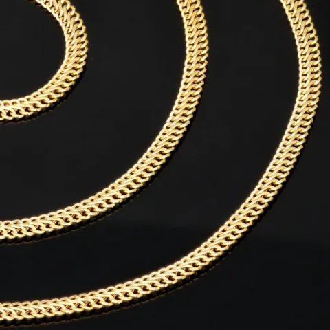 Feingliedrige, flache Goldkette aus hochwertigem Gelbgold (585/14k Gold) in 45 cm Länge, 3mm Breite