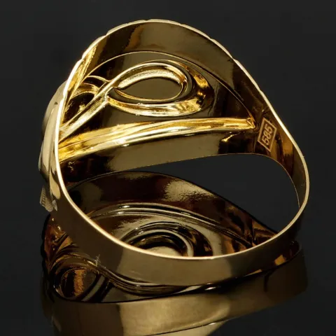 Infinity-Ring aus 585 / 14K Gold mit feinem Design in Bicolor-Optik (Gelbgold und Weißgold) in Ringgröße ca. 60
