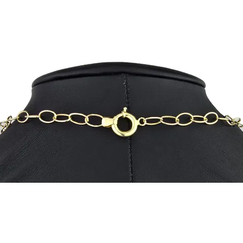 Feine Bicolor-Ankerkette aus hochwertigen 14K 585 Gold (Gelb- und Weißgold) mit dekorativen Stern-Elementen – ca. 50 cm Länge, 4,5 mm Breite